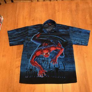 Spiderman Button up polyester shirt  Boys size xl